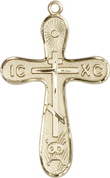 [0263KT] 14kt Gold Golgotha Cross Medal