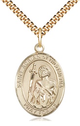[7353GF/24G] 14kt Gold Filled Saint Adrian of Nicomedia Pendant on a 24 inch Gold Plate Heavy Curb chain