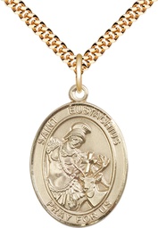 [7356GF/24G] 14kt Gold Filled Saint Eustachius Pendant on a 24 inch Gold Plate Heavy Curb chain