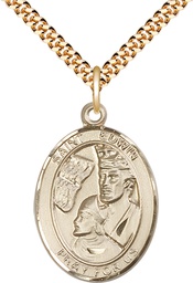 [7361GF/24G] 14kt Gold Filled Saint Edwin Pendant on a 24 inch Gold Plate Heavy Curb chain