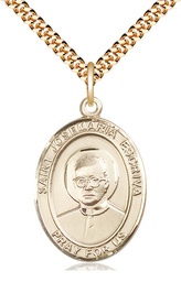 [7362GF/24G] 14kt Gold Filled Saint Josemaria Escriva Pendant on a 24 inch Gold Plate Heavy Curb chain