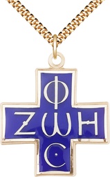 [0271EGF/24G] 14kt Gold Filled Light &amp; Life Pendant on a 24 inch Gold Plate Heavy Curb chain