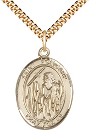 [7363GF/24G] 14kt Gold Filled Saint Polycarp of Smyrna Pendant on a 24 inch Gold Plate Heavy Curb chain