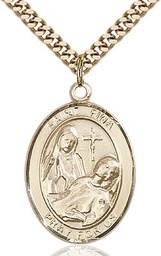 [7364GF/24G] 14kt Gold Filled Saint Fina Pendant on a 24 inch Gold Plate Heavy Curb chain