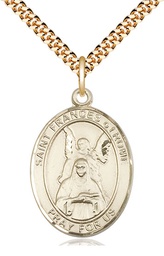 [7365GF/24G] 14kt Gold Filled Saint Frances of Rome Pendant on a 24 inch Gold Plate Heavy Curb chain