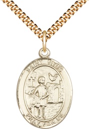 [7368GF/24G] 14kt Gold Filled Saint Vitus Pendant on a 24 inch Gold Plate Heavy Curb chain