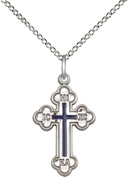 [0272ESS/18SS] Sterling Silver Russian Cross Pendant on a 18 inch Sterling Silver Light Curb chain
