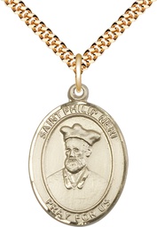 [7369GF/24G] 14kt Gold Filled Saint Philip Neri Pendant on a 24 inch Gold Plate Heavy Curb chain