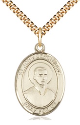 [7370GF/24G] 14kt Gold Filled Saint John Berchmans Pendant on a 24 inch Gold Plate Heavy Curb chain