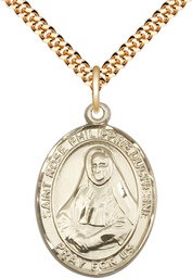 [7371GF/24G] 14kt Gold Filled Saint Rose Philippine Pendant on a 24 inch Gold Plate Heavy Curb chain