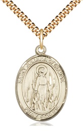 [7372GF/24G] 14kt Gold Filled Saint Juliana Pendant on a 24 inch Gold Plate Heavy Curb chain