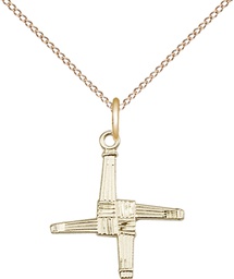 [0290GF/18GF] 14kt Gold Filled Saint Brigid Cross Pendant on a 18 inch Gold Filled Light Curb chain