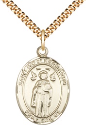 [7384GF/24G] 14kt Gold Filled Saint Ivo Pendant on a 24 inch Gold Plate Heavy Curb chain