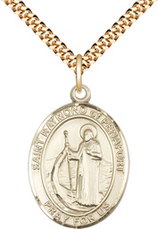 [7385GF/24G] 14kt Gold Filled Saint Raymond of Penafort Pendant on a 24 inch Gold Plate Heavy Curb chain