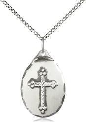 [0599YSS/18SS] Sterling Silver Cross Pendant on a 18 inch Sterling Silver Light Curb chain