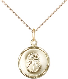 [0601YGF/18GF] 14kt Gold Filled Cross Pendant on a 18 inch Gold Filled Light Curb chain