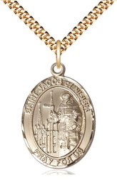 [7392GF/24G] 14kt Gold Filled Saint Jacob of Nisibis Pendant on a 24 inch Gold Plate Heavy Curb chain