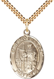 [7392GF/24G] 14kt Gold Filled Saint Jacob of Nisibis Pendant on a 24 inch Gold Plate Heavy Curb chain