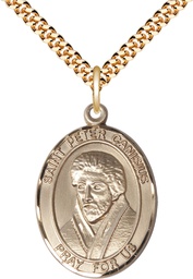 [7393GF/24G] 14kt Gold Filled Saint Peter Canisius Pendant on a 24 inch Gold Plate Heavy Curb chain