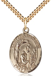[7394GF/24G] 14kt Gold Filled Paul the Hermit Pendant on a 24 inch Gold Plate Heavy Curb chain