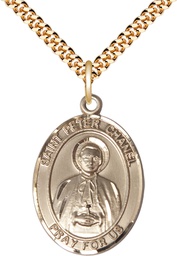 [7397GF/24G] 14kt Gold Filled Saint Peter Chanel Pendant on a 24 inch Gold Plate Heavy Curb chain