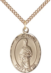 [7402GF/24G] 14kt Gold Filled Saint Eligius Pendant on a 24 inch Gold Plate Heavy Curb chain