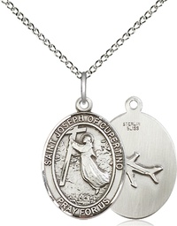 [8057SS/18SS] Sterling Silver Saint Joseph of Cupertino Pendant on a 18 inch Sterling Silver Light Curb chain