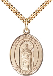 [7405GF/24G] 14kt Gold Filled Saint Seraphina Pendant on a 24 inch Gold Plate Heavy Curb chain
