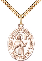 [7416GF/24G] 14kt Gold Filled Saint Anthony Mary Claret Pendant on a 24 inch Gold Plate Heavy Curb chain