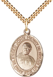 [7423GF/24G] 14kt Gold Filled Blessed John Henry Newman Pendant on a 24 inch Gold Plate Heavy Curb chain