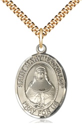[7425GF/24G] 14kt Gold Filled Saint Mary Mackillop Pendant on a 24 inch Gold Plate Heavy Curb chain
