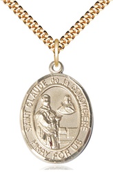 [7432GF/24G] 14kt Gold Filled Saint Claude de la Colombiere Pendant on a 24 inch Gold Plate Heavy Curb chain