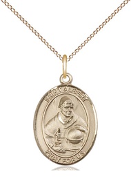 [8001GF/18GF] 14kt Gold Filled Saint Albert the Great Pendant on a 18 inch Gold Filled Light Curb chain