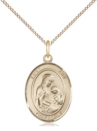 [8002GF/18GF] 14kt Gold Filled Saint Ann Pendant on a 18 inch Gold Filled Light Curb chain