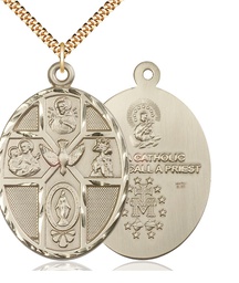 [0680GF/24G] 14kt Gold Filled 5-Way Holy Spirit Pendant on a 24 inch Gold Plate Heavy Curb chain