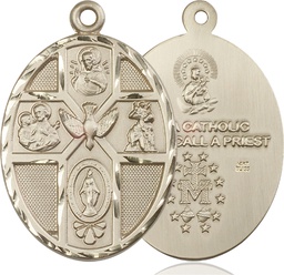 [0680KT] 14kt Gold 5-Way Holy Spirit Medal