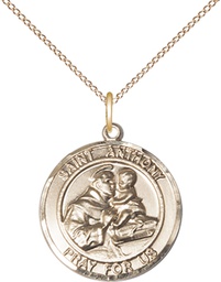 [8004RDGF/18GF] 14kt Gold Filled Saint Anthony Pendant on a 18 inch Gold Filled Light Curb chain