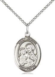 [8058SS/18SS] Sterling Silver Saint Joseph Pendant on a 18 inch Sterling Silver Light Curb chain