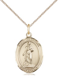 [8006GF/18GF] 14kt Gold Filled Saint Barbara Pendant on a 18 inch Gold Filled Light Curb chain