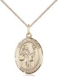 [8007GF/18GF] 14kt Gold Filled Saint Augustine Pendant on a 18 inch Gold Filled Light Curb chain