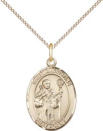 [8007GF/18GF] 14kt Gold Filled Saint Augustine Pendant on a 18 inch Gold Filled Light Curb chain