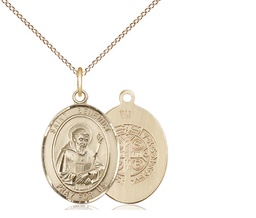 [8008GF/18GF] 14kt Gold Filled Saint Benedict Pendant on a 18 inch Gold Filled Light Curb chain