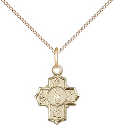 [0808GF/18GF] 14kt Gold Filled 5-Way Motherhood Pendant on a 18 inch Gold Filled Light Curb chain