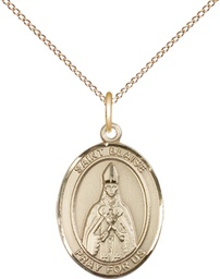 [8010GF/18GF] 14kt Gold Filled Saint Blaise Pendant on a 18 inch Gold Filled Light Curb chain