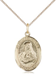 [8011GF/18GF] 14kt Gold Filled Saint Frances Cabrini Pendant on a 18 inch Gold Filled Light Curb chain