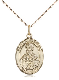 [8012GF/18GF] 14kt Gold Filled Saint Alexander Sauli Pendant on a 18 inch Gold Filled Light Curb chain