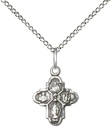 [0843SS/18SS] Sterling Silver 4-Way Chalice Pendant on a 18 inch Sterling Silver Light Curb chain