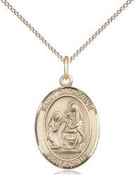 [8014GF/18GF] 14kt Gold Filled Saint Catherine of Siena Pendant on a 18 inch Gold Filled Light Curb chain