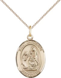 [8014GF/18GF] 14kt Gold Filled Saint Catherine of Siena Pendant on a 18 inch Gold Filled Light Curb chain
