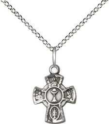 [0845SS/18SS] Sterling Silver 5-Way / Chalice Pendant on a 18 inch Sterling Silver Light Curb chain